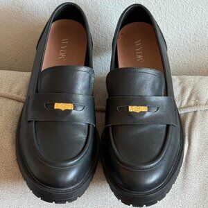 Wydr Wide Width Black Leather Penny Loafers Size 11